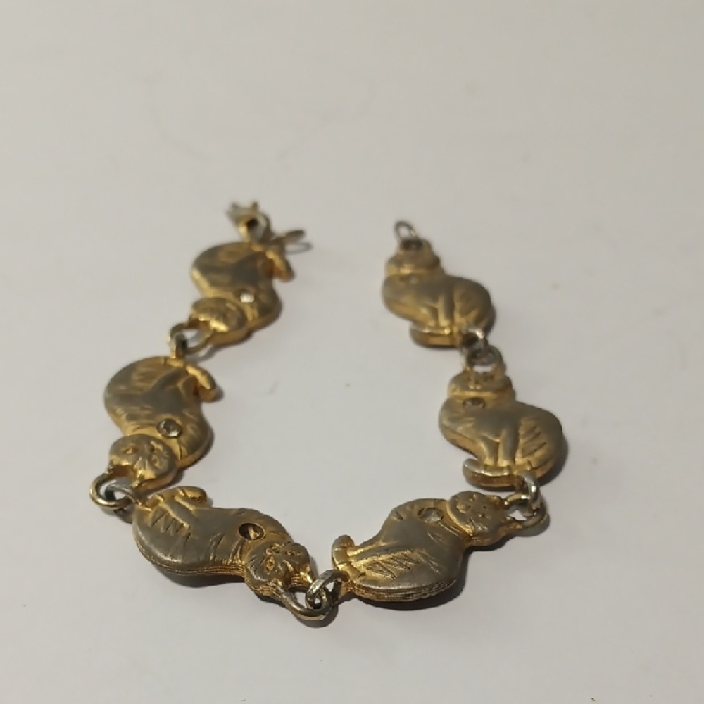 Gold Cat Charm Bracelet